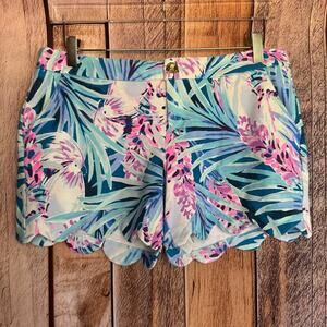 Lilly Pulitzer Shorts Scallop Hem Mr Peacock B Tweethearts Print Size 8 Vacation